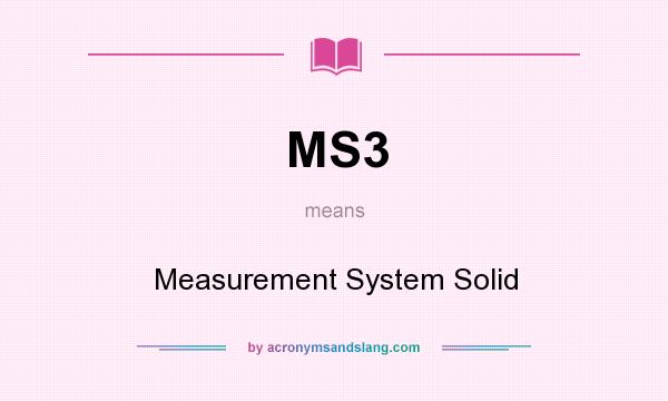 What does MS3 mean? It stands for Measurement System Solid