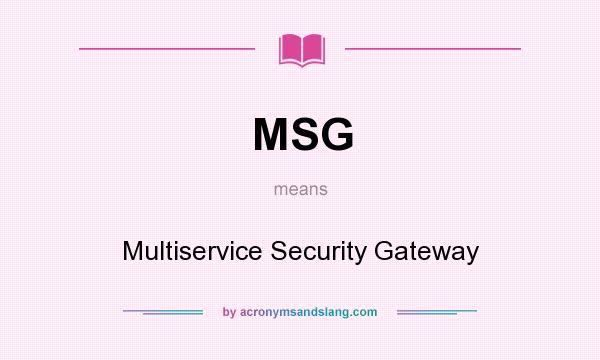 What does MSG mean? It stands for Multiservice Security Gateway