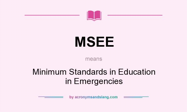 What does MSEE mean? It stands for Minimum Standards in Education in Emergencies