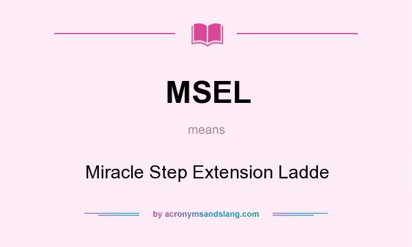 What does MSEL mean? It stands for Miracle Step Extension Ladde