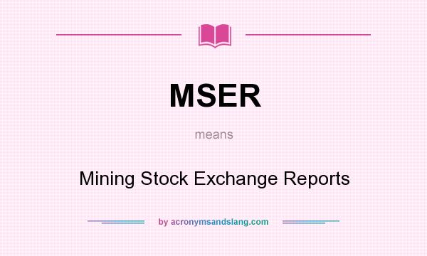 What does MSER mean? It stands for Mining Stock Exchange Reports