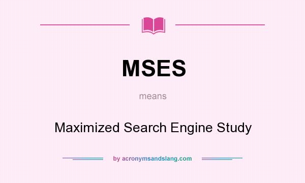 What does MSES mean? It stands for Maximized Search Engine Study