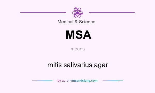 What does MSA mean? It stands for mitis salivarius agar