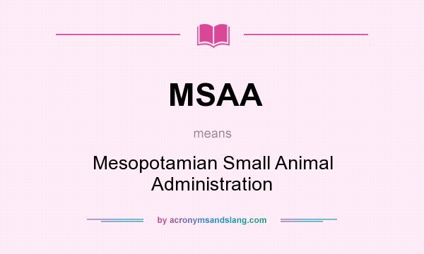 What does MSAA mean? It stands for Mesopotamian Small Animal Administration