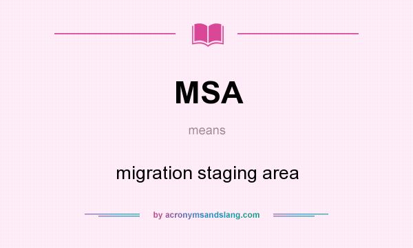What does MSA mean? It stands for migration staging area