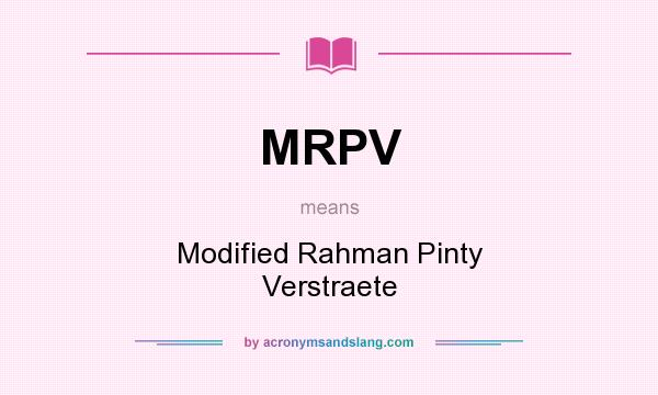 What does MRPV mean? It stands for Modified Rahman Pinty Verstraete