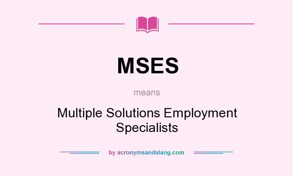 What does MSES mean? It stands for Multiple Solutions Employment Specialists