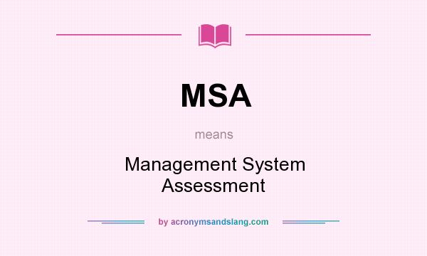 What does MSA mean? It stands for Management System Assessment
