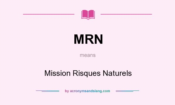 What does MRN mean? It stands for Mission Risques Naturels