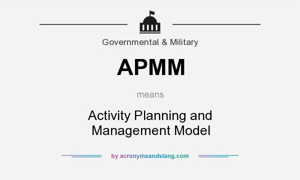 What does APMM mean? It stands for Activity Planning and Management Model
