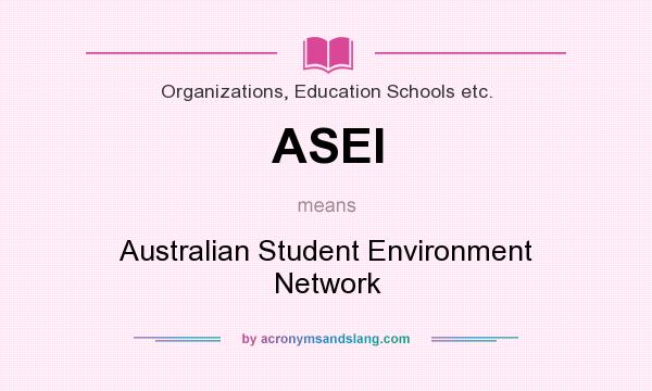 What does ASEI mean? It stands for Australian Student Environment Network