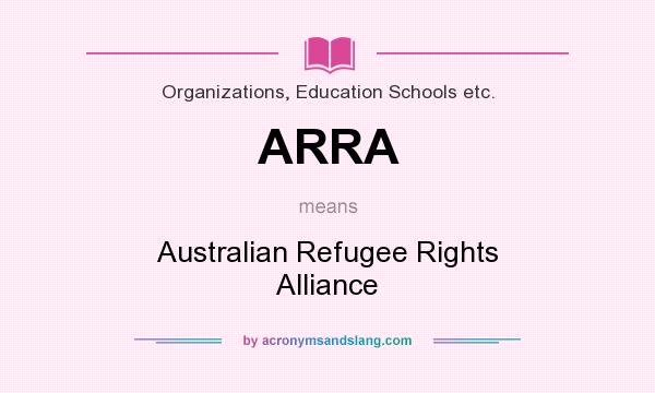 What does ARRA mean? It stands for Australian Refugee Rights Alliance