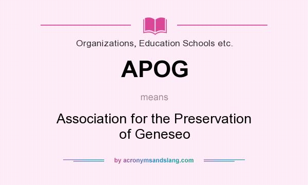 What does APOG mean? It stands for Association for the Preservation of Geneseo