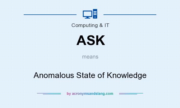 What does ASK mean? It stands for Anomalous State of Knowledge
