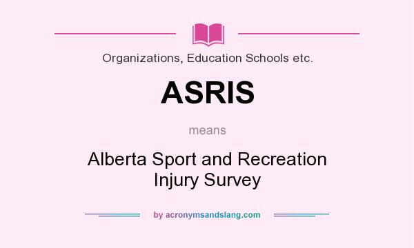 What does ASRIS mean? It stands for Alberta Sport and Recreation Injury Survey