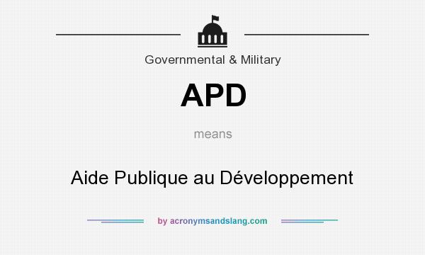 What does APD mean? It stands for Aide Publique au Développement
