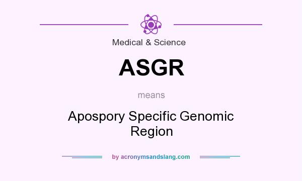 What does ASGR mean? It stands for Apospory Specific Genomic Region