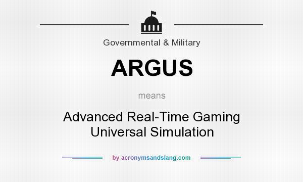What does ARGUS mean? It stands for Advanced Real-Time Gaming Universal Simulation