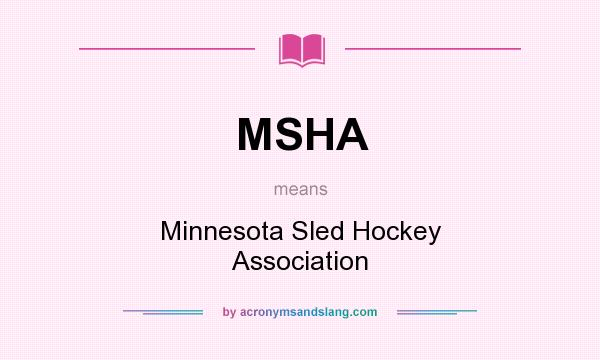 What does MSHA mean? It stands for Minnesota Sled Hockey Association
