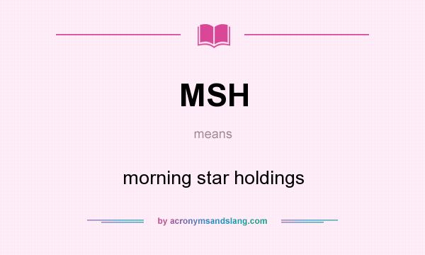 What does MSH mean? It stands for morning star holdings