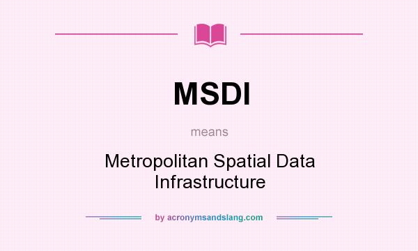 What does MSDI mean? It stands for Metropolitan Spatial Data Infrastructure