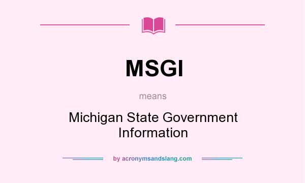 What does MSGI mean? It stands for Michigan State Government Information