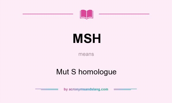 What does MSH mean? It stands for Mut S homologue