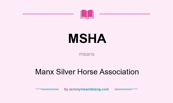 What does MSHA mean? It stands for Manx Silver Horse Association