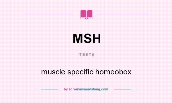 What does MSH mean? It stands for muscle specific homeobox
