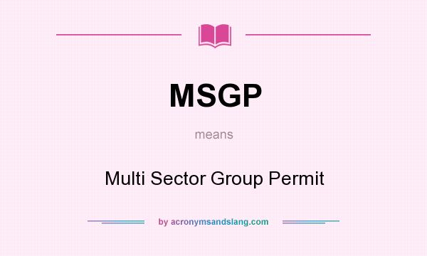 What does MSGP mean? It stands for Multi Sector Group Permit