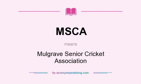 What does MSCA mean? It stands for Mulgrave Senior Cricket Association