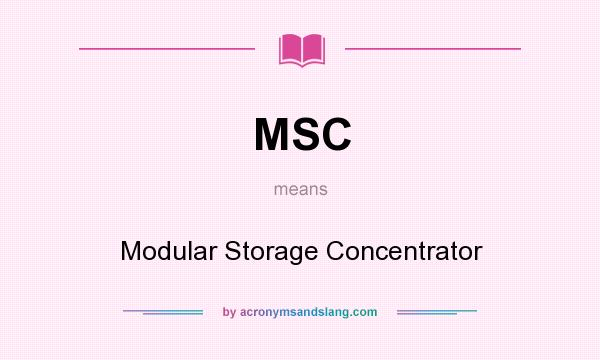 What does MSC mean? It stands for Modular Storage Concentrator