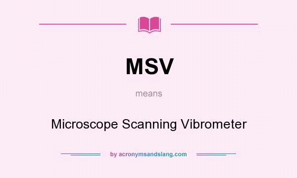 What does MSV mean? It stands for Microscope Scanning Vibrometer