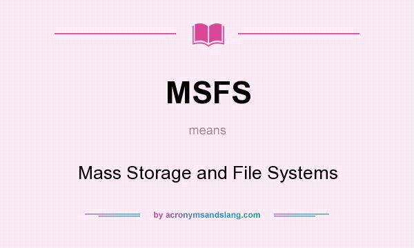 What does MSFS mean? It stands for Mass Storage and File Systems