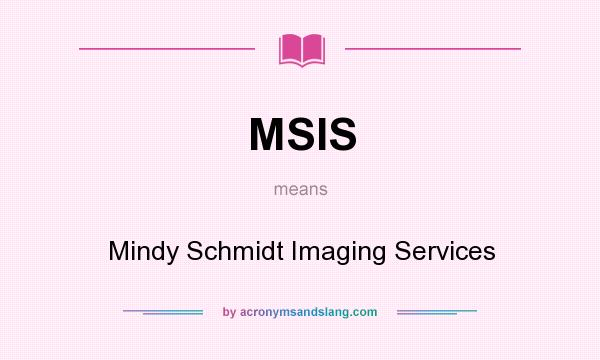 What does MSIS mean? It stands for Mindy Schmidt Imaging Services