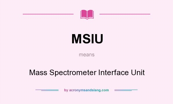 What does MSIU mean? It stands for Mass Spectrometer Interface Unit