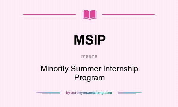 What does MSIP mean? It stands for Minority Summer Internship Program