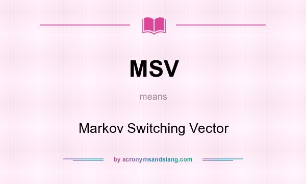 What does MSV mean? It stands for Markov Switching Vector