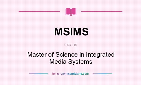 What does MSIMS mean? It stands for Master of Science in Integrated Media Systems