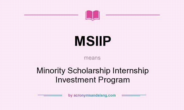 What does MSIIP mean? It stands for Minority Scholarship Internship Investment Program