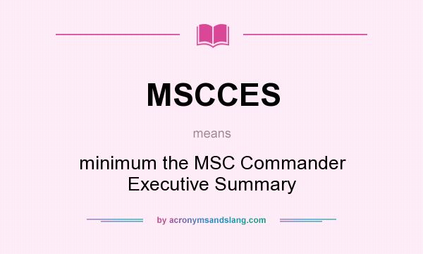 What does MSCCES mean? It stands for minimum the MSC Commander Executive Summary