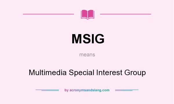 What does MSIG mean? It stands for Multimedia Special Interest Group
