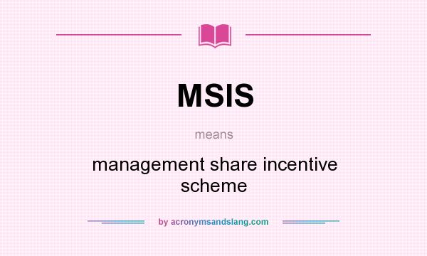 What does MSIS mean? It stands for management share incentive scheme