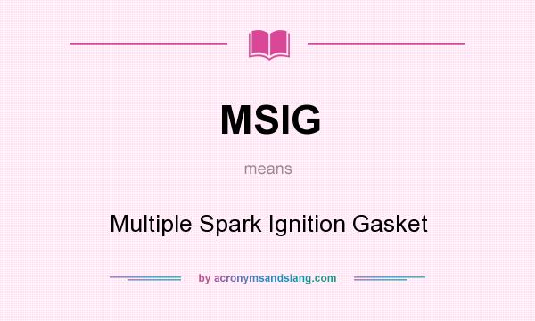 What does MSIG mean? It stands for Multiple Spark Ignition Gasket