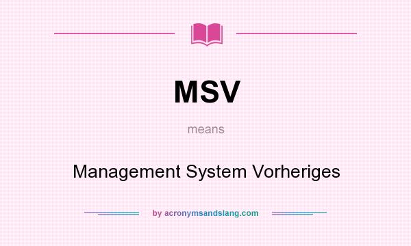 What does MSV mean? It stands for Management System Vorheriges