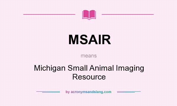 What does MSAIR mean? It stands for Michigan Small Animal Imaging Resource