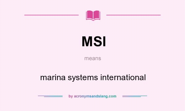 What does MSI mean? It stands for marina systems international