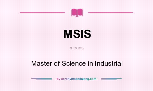 What does MSIS mean? It stands for Master of Science in Industrial
