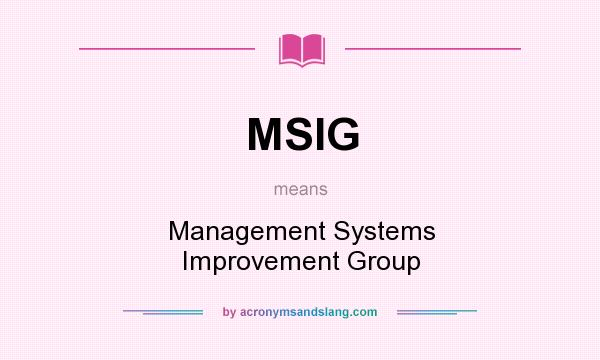 What does MSIG mean? It stands for Management Systems Improvement Group