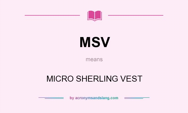 What does MSV mean? It stands for MICRO SHERLING VEST